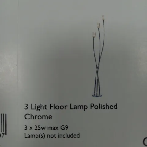 MORGAN 3 LIGHT FLOOR LAMP POLISHED CHROME - COLLECTION ONLY