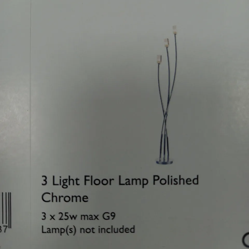 MORGAN 3 LIGHT FLOOR LAMP POLISHED CHROME - COLLECTION ONLY