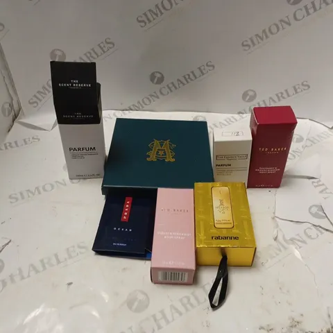 BOX OF APPROXIMATELY 15 ASSORTED FRAGRANCES TO INCLUDE TED BAKER, RABBANE AND PRADA