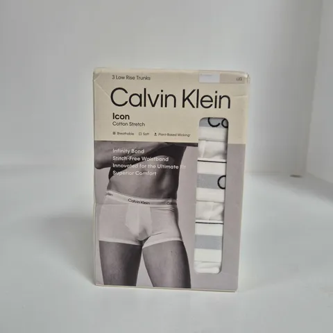 CALVIN KLEIN ICON COTTON STRETCH 3 LOW RISE TRUNKS β BOXED SIZE L