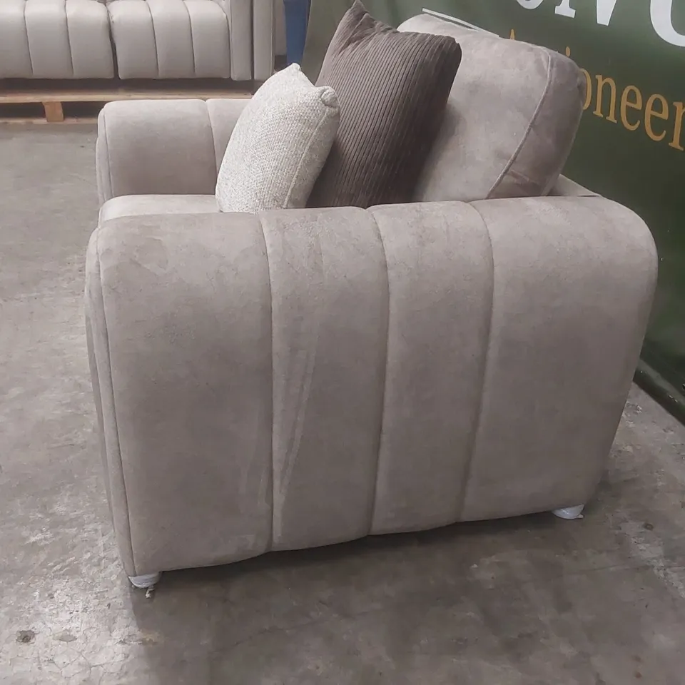 QUALITY DESIGNER AMARA FABRIC UPHOLSTERED ARMCHAIR