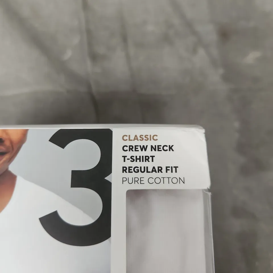 BOSS 3 PACK CLASSIC CREW NECK T‑SHIRT – PURE COTTON, SIZE M (MEN) BOXED