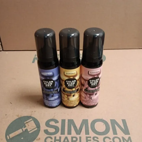 APPROXIMATELY 22 X ASSORTED MATRIX COLOR BLOW DRY HAIR CARE PRODUCTS TO INCLUDE ROSE BLONDE, GOLDEN BLONDE ETC