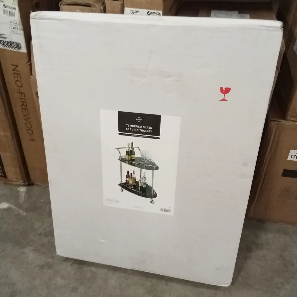 BOXED PREMIER TEMPERED GLASS SERVING TROLLEY