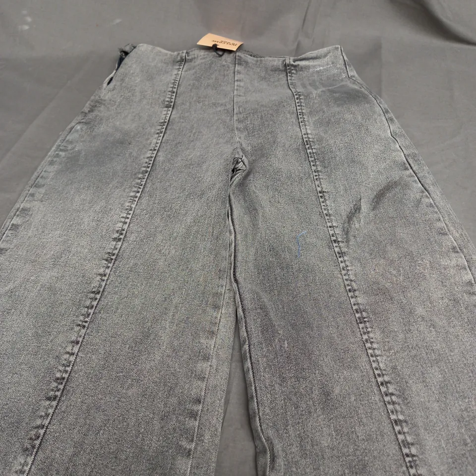 MARS THE SILVER DETAIL DISTRESS DENIM TROUSERS IN GREY - SIZE 8 