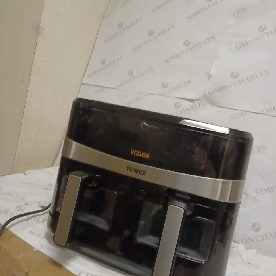 TOWER, T17100, VORTX VIZION 9L DUAL BASKET AIR FRYER WITH DIGITAL CONTROL PANE