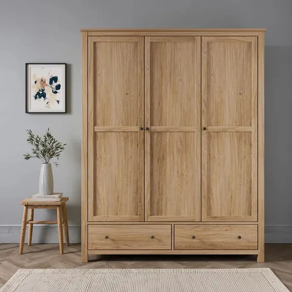 BOXED OLNEY TRIPLE WARDROBE - OAK (3 BOXES)