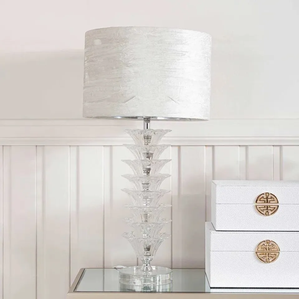 BOXED RUXT LUXURY CRYSTAL TABLE LAMPS FOR LIVING ROOM, 59CM GLASS BEDSIDE (1 BOX)