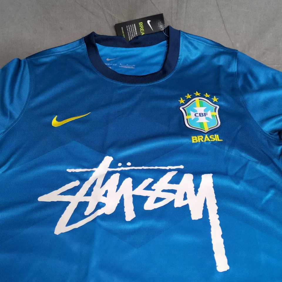 BRAZIL NATIONAL TEAM BLUE FOOTBALL JERSEY – NIKE STUSSY - SIZE S