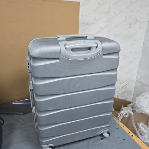 FLIGHT KNIGHT HARD-SHELL SUITCASE, SILVER/GREY, FOUR-WHEEL SPINNER LUGGAGE CASE
