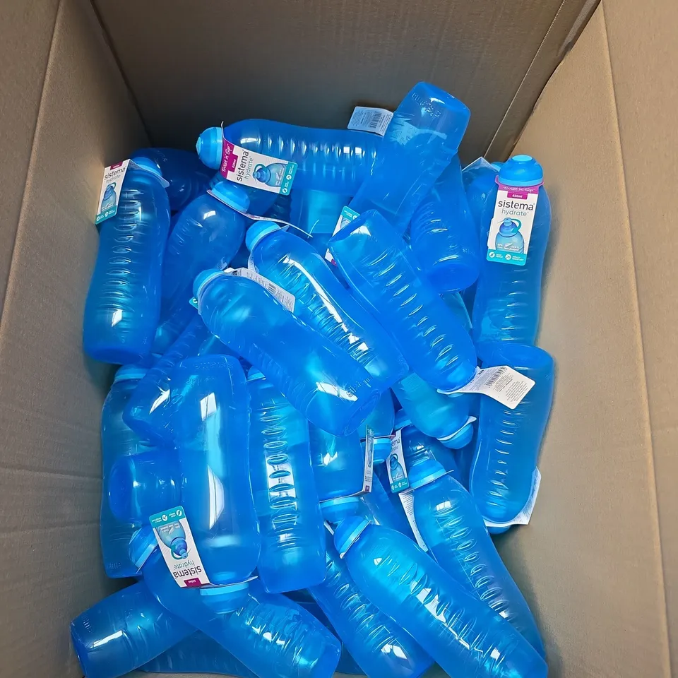 LARGE BOX OF APROX 70 ASSORTED SISTEMA 620 ML TWIST BOTTLES 