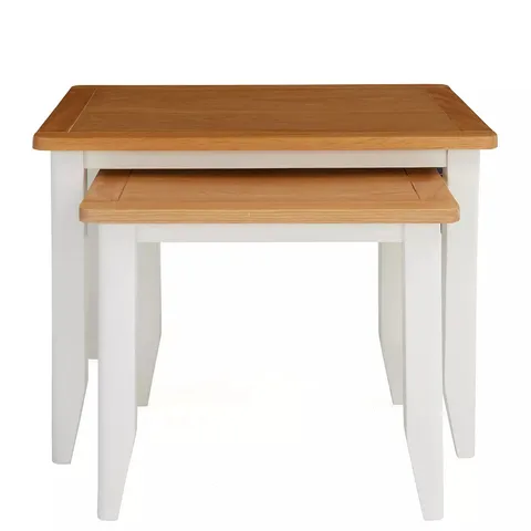 HARBOUR READY ASSEMBLED NEST OF 2 TABLES - WHITE/OAK