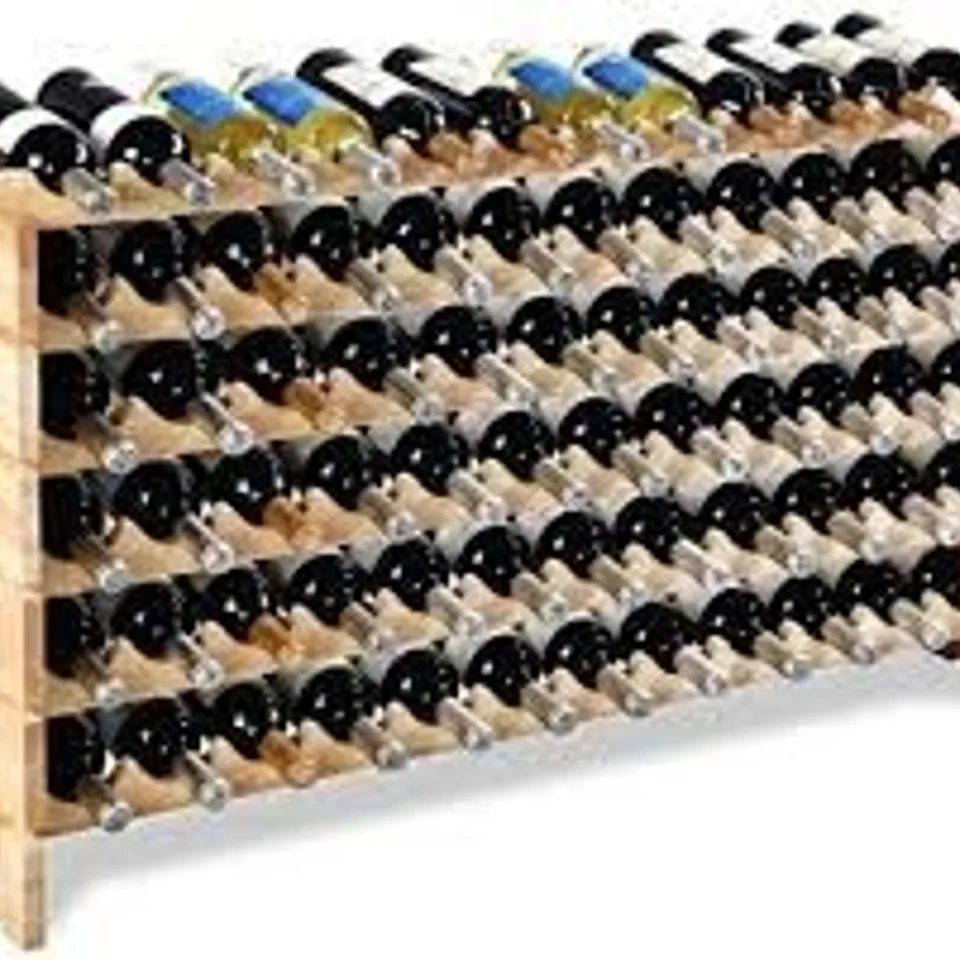 BOXED COSTWAY 72 BOTTLES STORAGE WINE RACK FREESTANDING PINE WOOD DISPLAY SHELF WINE HOLDER