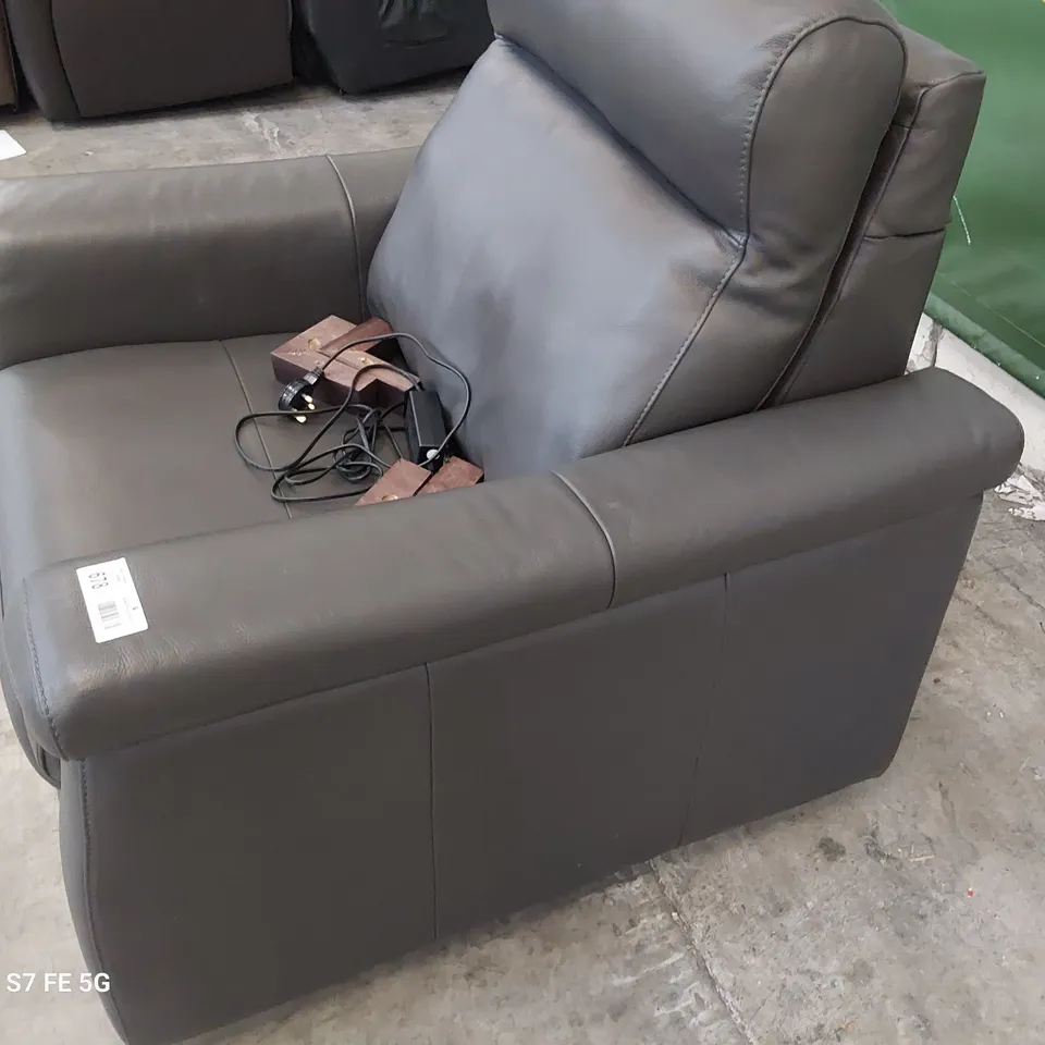 QUALITY ITALIAN DESIGNER ALEXIS POWER RECLINING EASY CHAIR CHARCOAL LEATHER 
