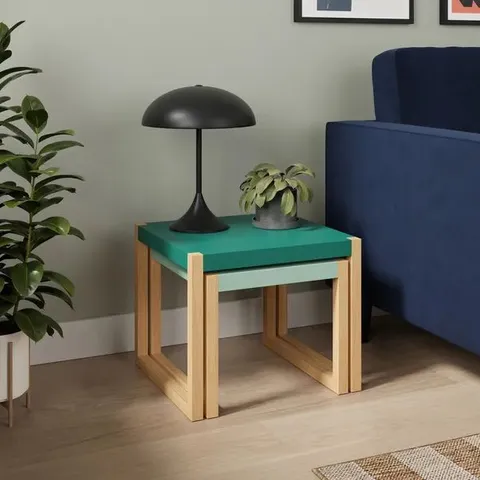BOXED ARNIE NEST OF SIDE TABLES - EMERALD/CELADON (1 BOX)