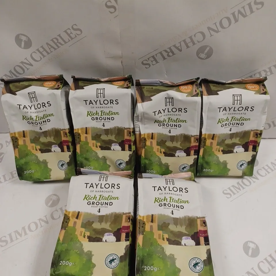 6 X TAYLORS OF HARROGATE RICH ITALIAN GROUND COFFEE - 6 X 200G