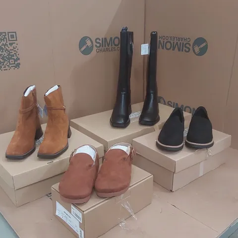 PALLET CONTAINING APPROXIMATELY 60x BRAND NEW ASSORTED DESIGNER SHOES INCLUDING: JD WILLIAMS BOOTS, SIMPLY BE BROWN FLUFFY MULES WITH BACK STRAP, JD WILLIAMS LOAFERS