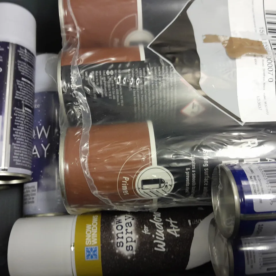 APPROXIMATELY 10 ASSORTED AEROSOLS TO INCLUDE -SNOW SPRAY , AVEENO DAILY MOISTURISER , 1 MILLION ETC