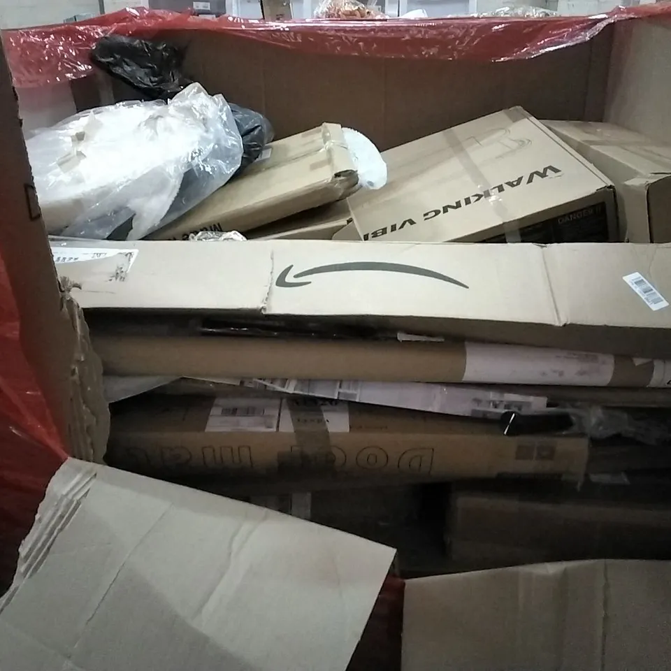 PALLET CONTAINING ASSORTED ITEMS TO INCLUDE: WALKING VIBRATION PAD, HOME KAREN FALL WREATH, HASVREOG TO FUNCTION PULL DOWN SPRAYER PREMIUM CERAMIC CARTRIDGE. TAP AND MAT ETC...