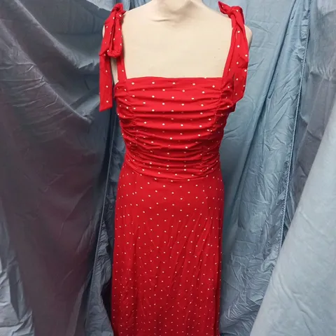 NOBODY'S CHILD HATTIE MIDI DRESS β RED POLKA DOT, UK 10