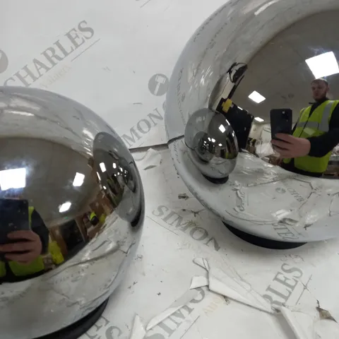 BOXED KELLY HOPPEN SET OF 2 INDOOR OUTDOOR PRELIT GLASS DECOR, REFLECTIVE ORBS