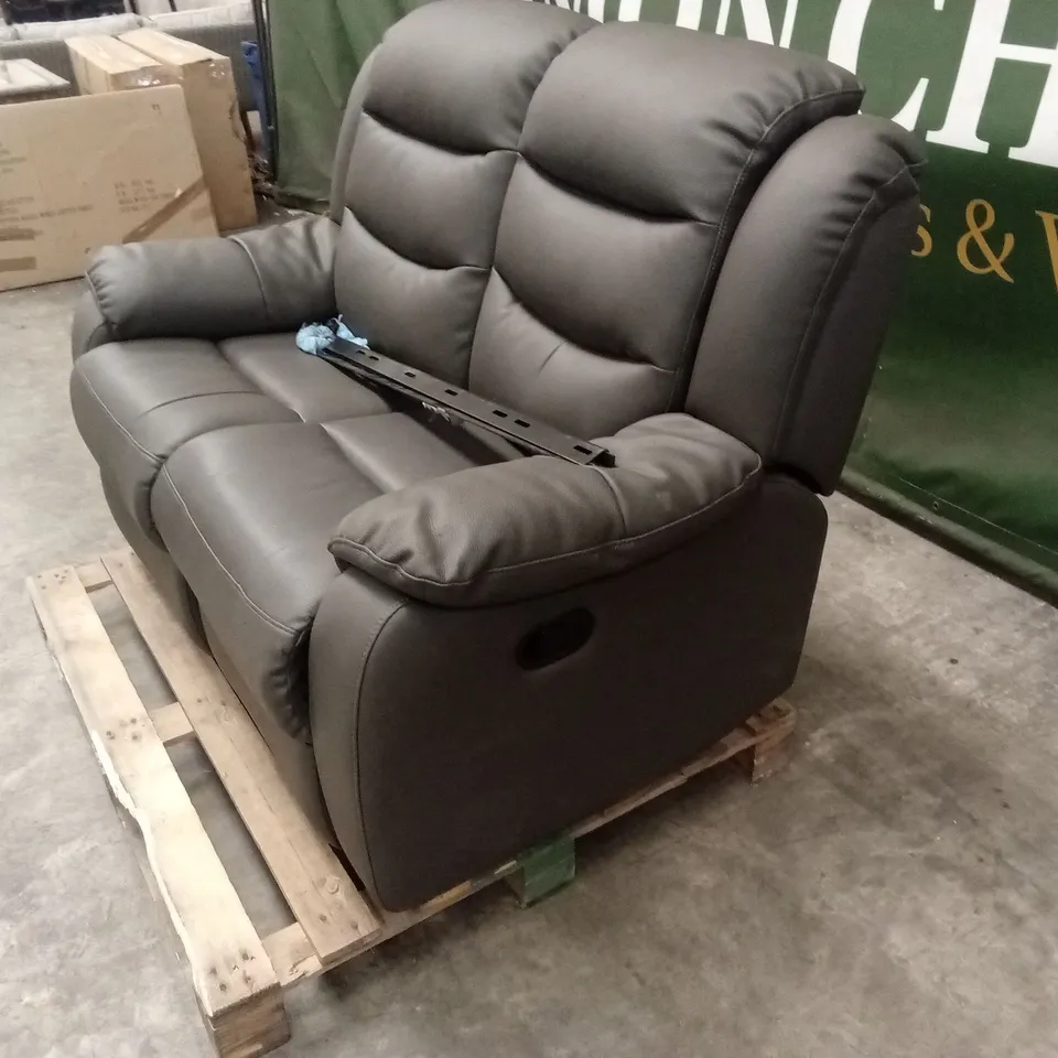 ROTHBURY LUXURY FAUX LEATHER HIGH BACK 2 SEATER MANUAL RECLINER SOFA - CHARCOAL RRP £629