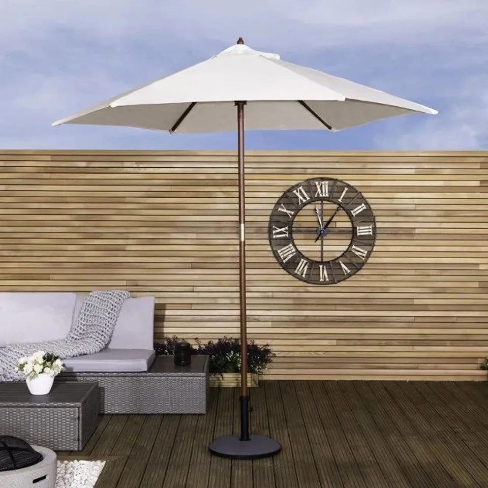 BOXED CHARLES BENTLEY GARDEN 2.4M WOODEN GARDEN PATIO UMBRELLA
