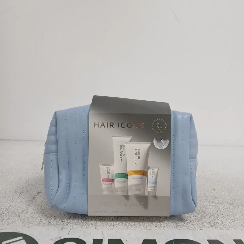 PHILIP KINGSLEY HAIR ICONS KIT IN LIGHT BLUE QUILTED BAG