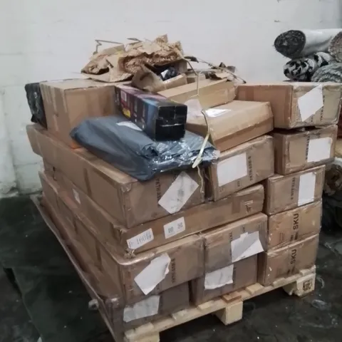 PALLET OF ASSORTED HOUSEHOLD GOODS AND PRODUCTS TO INCLUDE;LAVA LAMP,SET OF WINE GLASSES,BOWLS