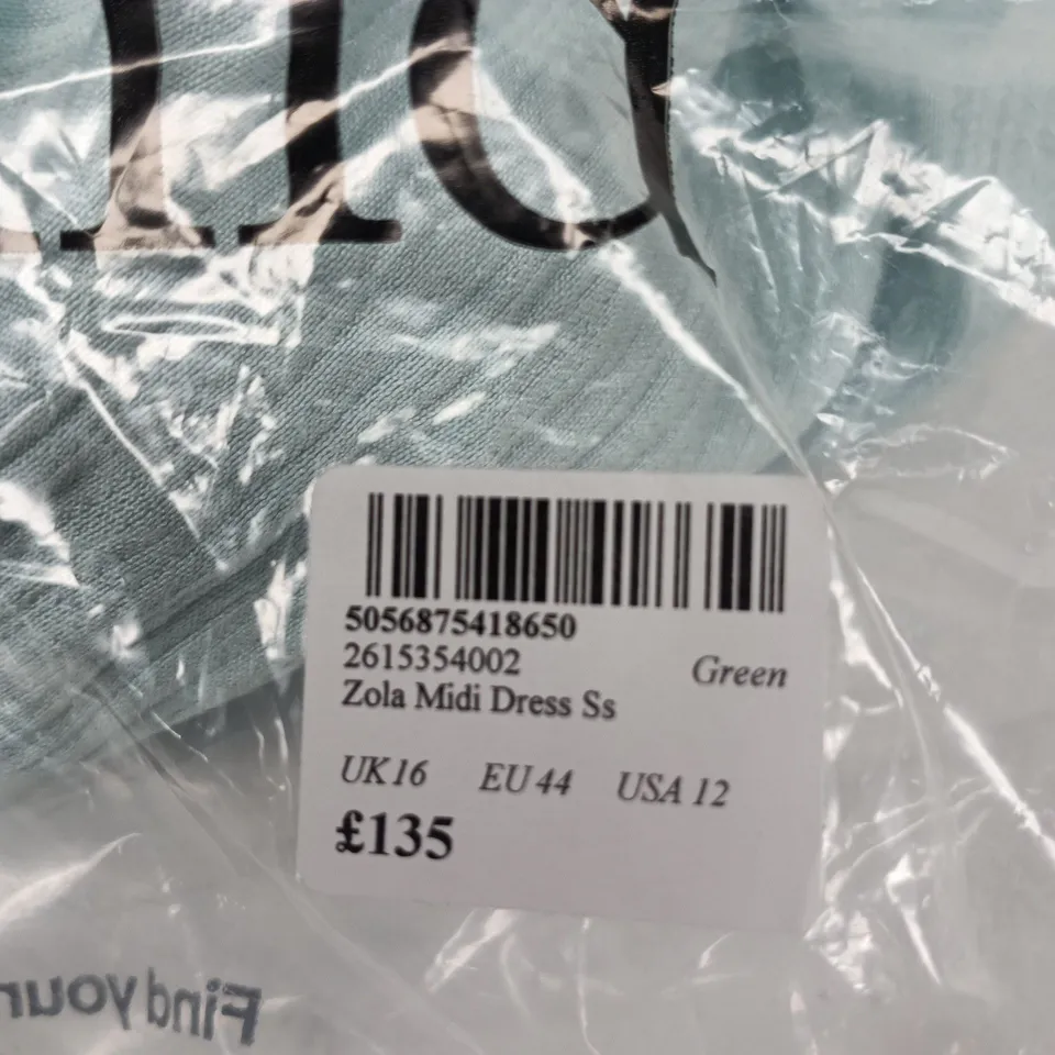 NOBODY'S CHILD ZOLA MIDI DRESS - GREEN - UK 16