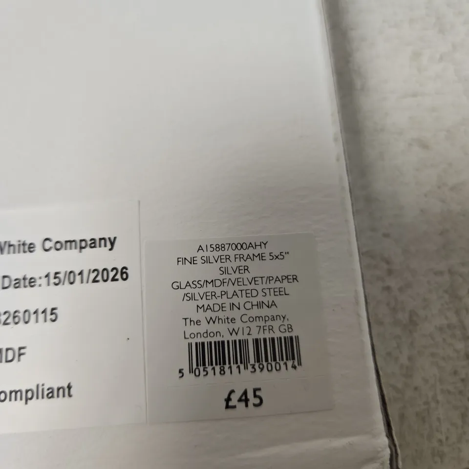 THE WHITE COMPANY FINE SILVER FRAME 5X5IN (13X13 CM)