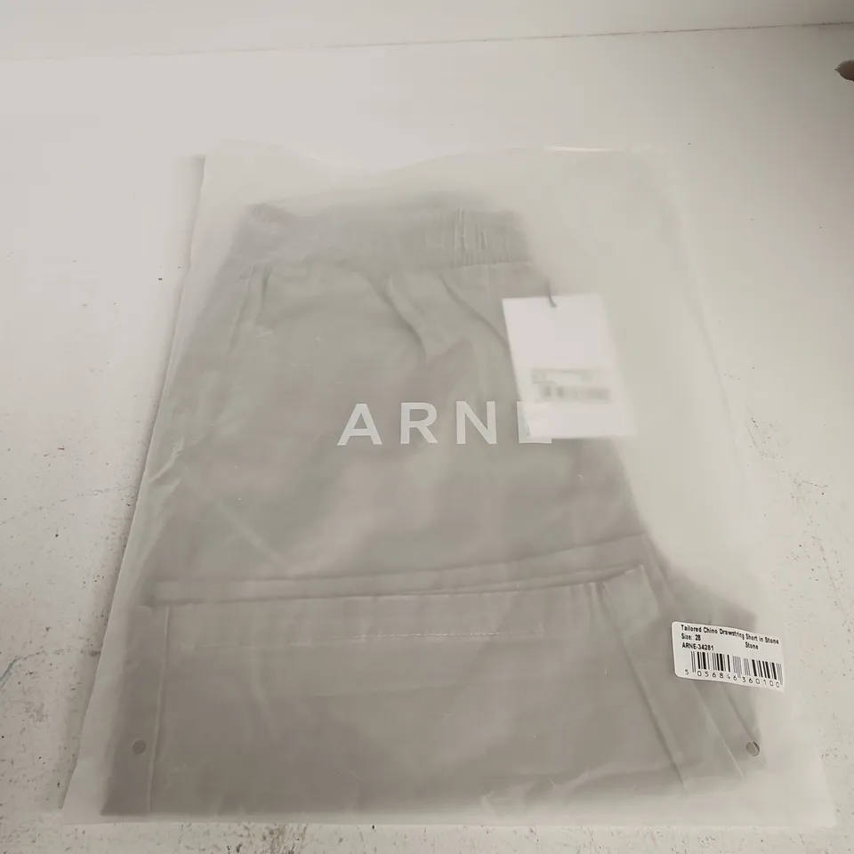 ARNE TAILORED CHINO DRAWSTRING SHORT – STONE, SIZE 28