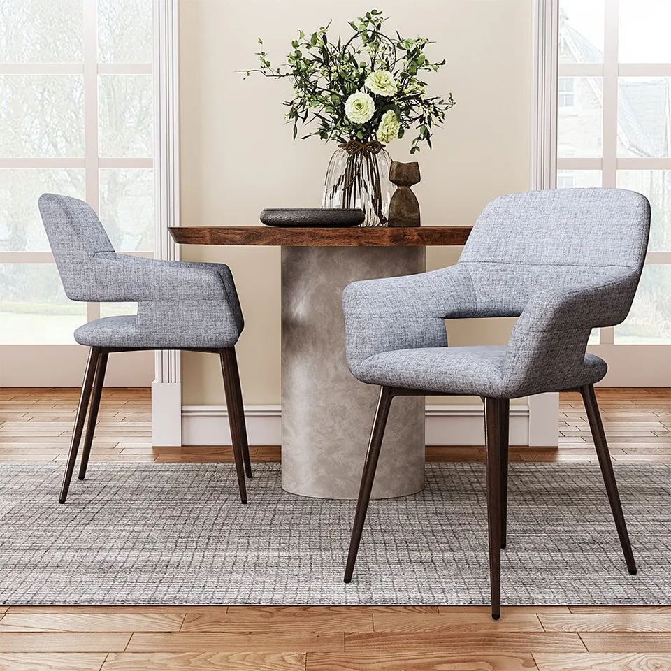 BOXED DIAHNA UPHOLSTERED ARMCHAIR, GREY - SET OF 2 (1 BOX)