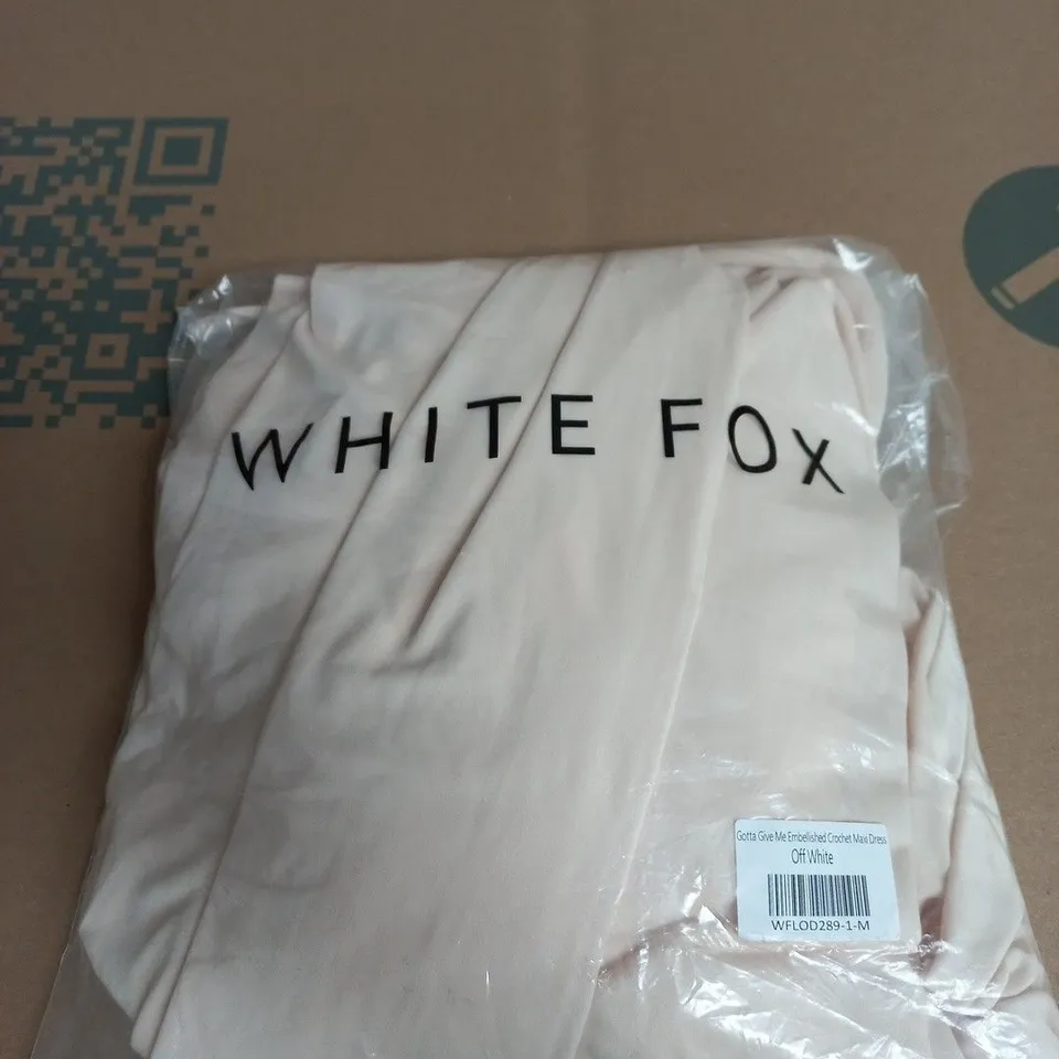 WHITE FOX OFF-WHITE EMBELLISHED CROCHET MAXI DRESS SIZE M