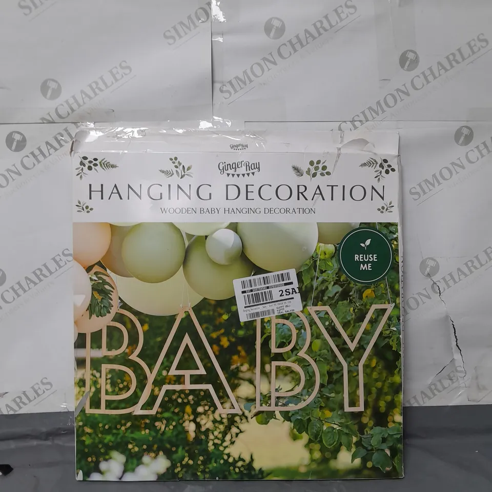 BOXED WOODEN BABY HANGING DECORATION