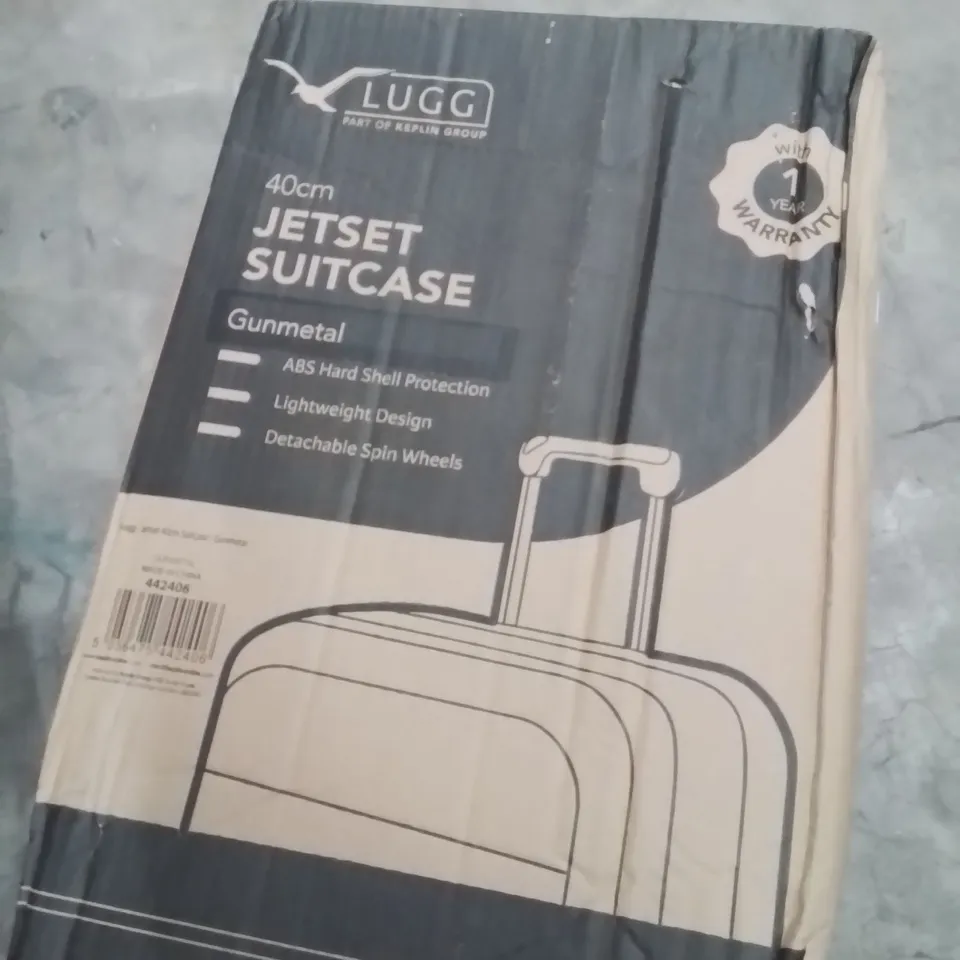 BOXED LUGG 40CM JETSET SUITCASE GUNMETAL 