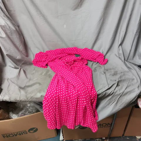 HOBBS LONDON ELEANOR PINK SPOT DRESS SIZE 12