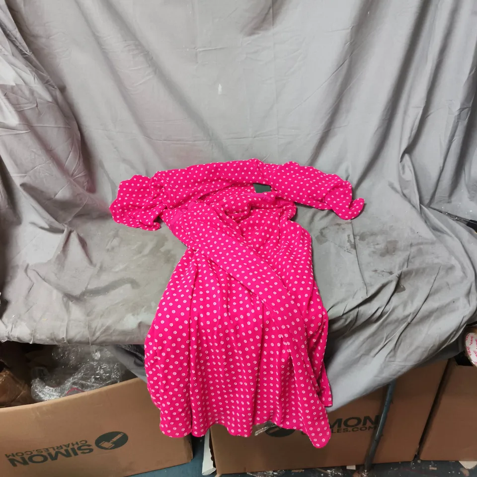 HOBBS LONDON ELEANOR PINK SPOT DRESS SIZE 12