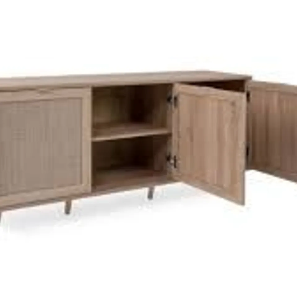 BOXED BILAL 150CM 3-DOOR SIDEBOARD - SONOMA OAK/LATTICE (2 BOXES)