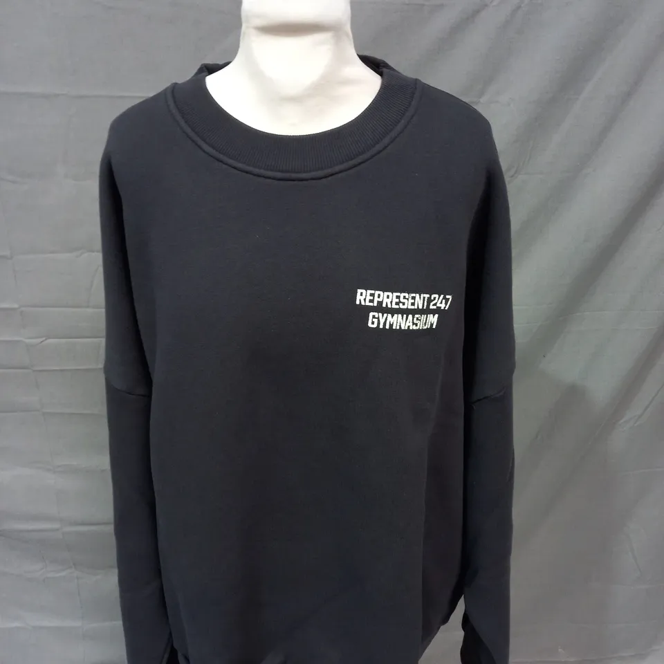 REPRESENT 247 GYMNASIUM SWEATER IN OFF BLACK - XL