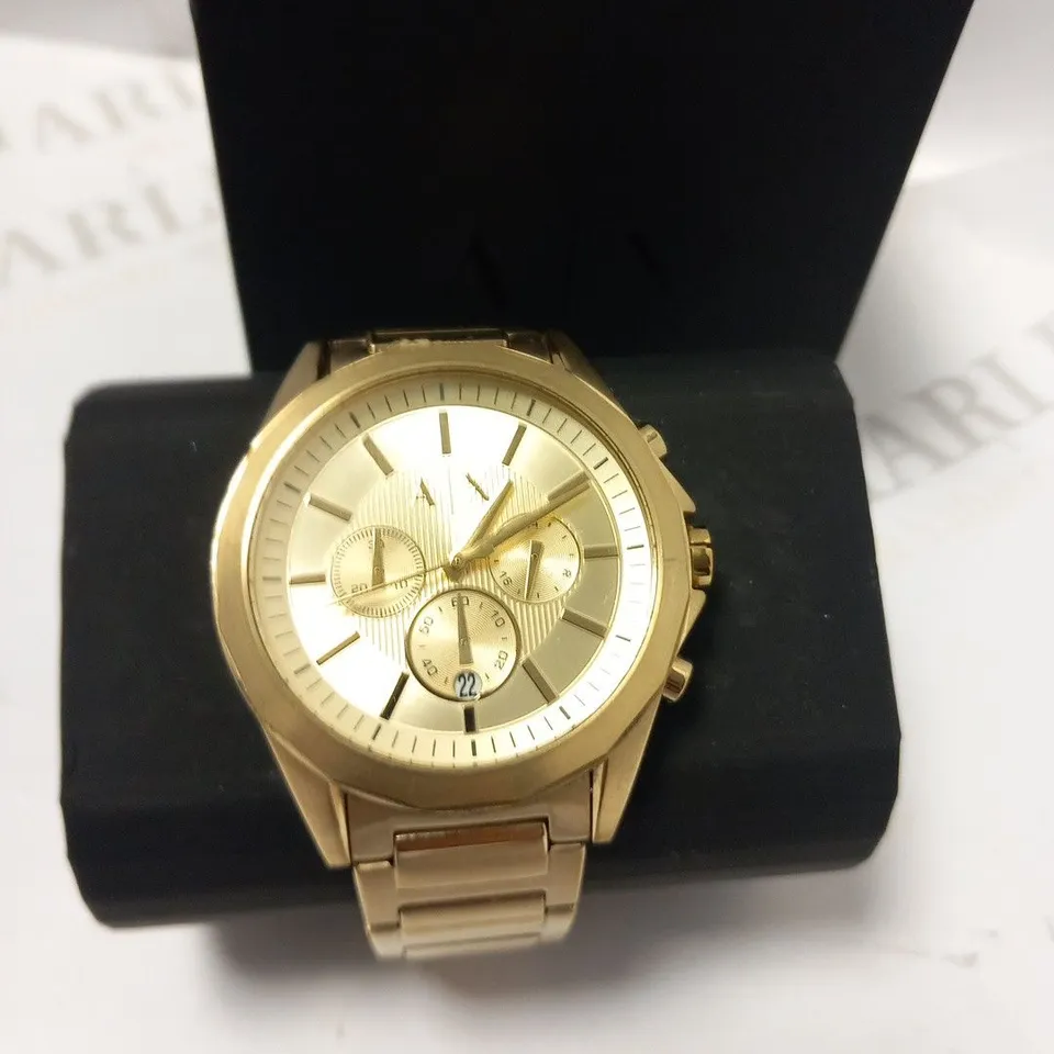 BOXED ARMANI EXCHANGE GOLD TONE WRIST WATCH