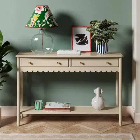 BOXED REMI SCALLOPED CONSOLE TABLE - NATURAL (1 BOX)