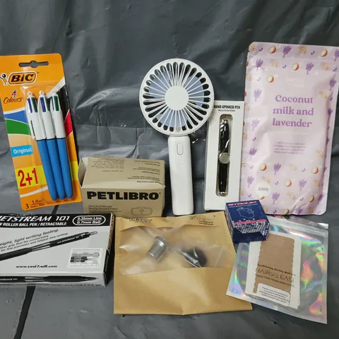 APPROXIMATELY 14 ASSORTED HOUSEHOLD PRODUCTS TO INCLUDE PETLIBRO DOCKSTREAM REPLACEMENT FILTER, PORTABLE FAN, BIC COLOURED PENS, ETC