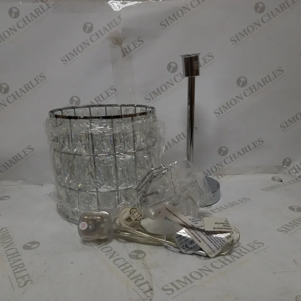 BOXED ROSAS GLASS DRUM TABLE LAMP RRP £55