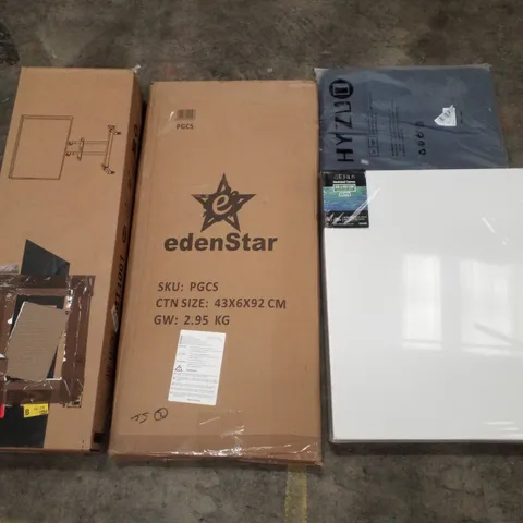 PALLET CONTAINING ASSORTED PRODUCTS INCLUDING STRETCHED CANVASES 50Γ60CM, PET CAR SCREEN & MOBILE TV MOUNT