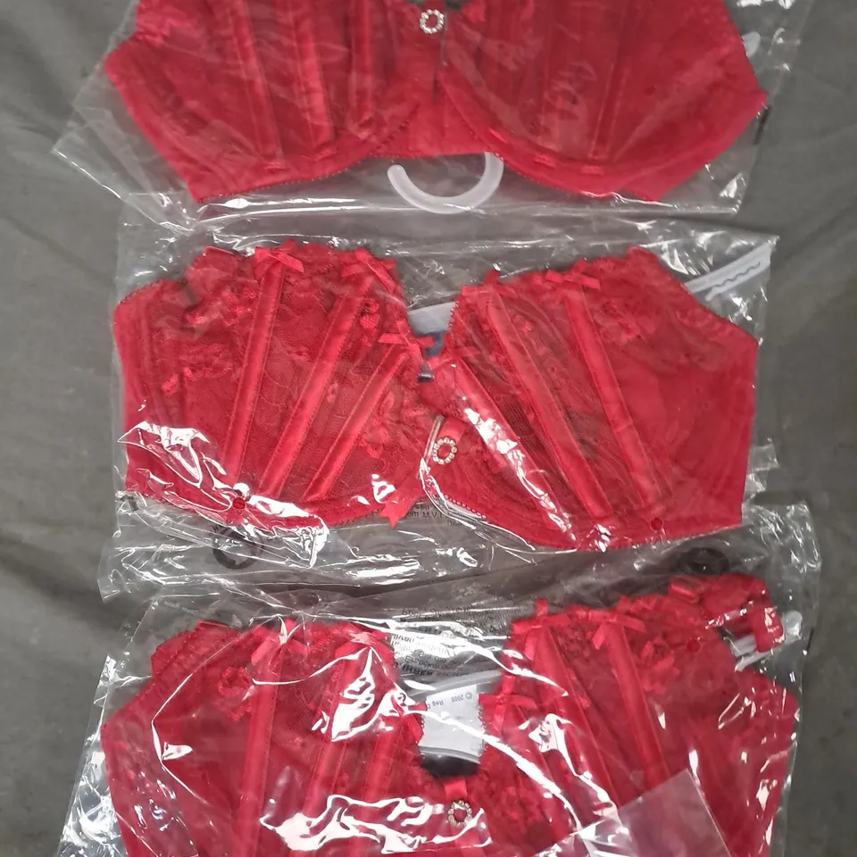 BOX OF APPROXIMATELY 25 ASSORTED LACY RED BRAS (SIZES VARY) - COLLECTION ONLY