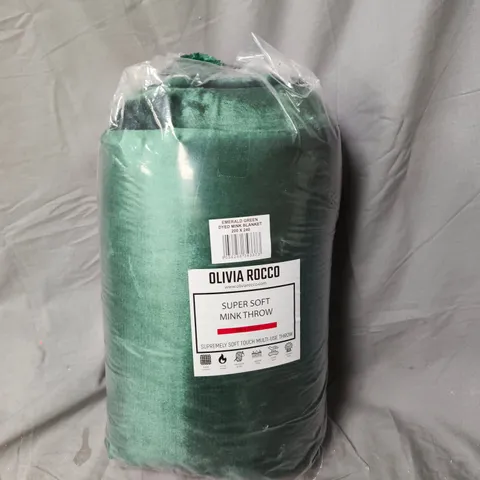 OLIVIA ROCCO EMERALD GREEN MINK THROW – 200 X 240 CM