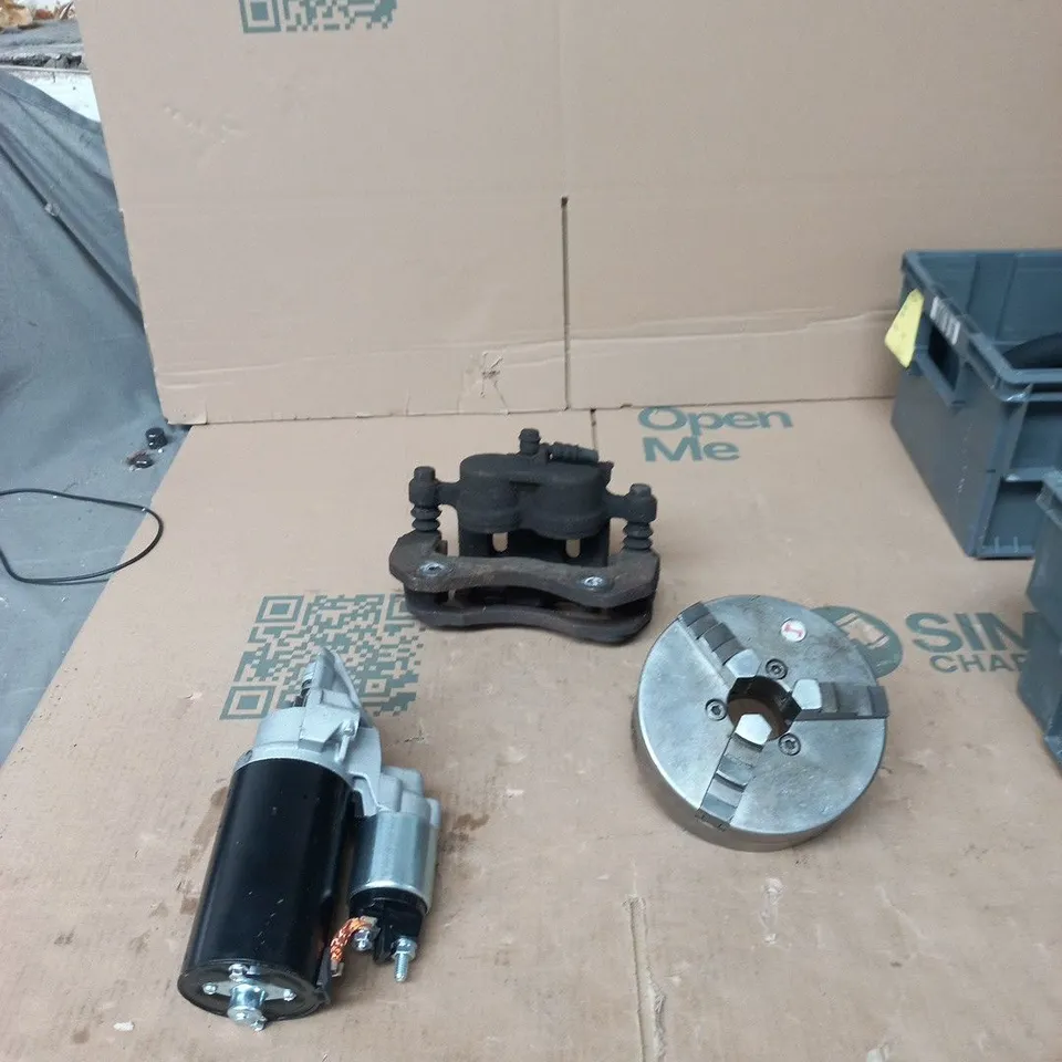 DC MOTOR WITH GEARBOX AND 3-JAW LATHE CHUCK – WORKSHOP COMPONENTS