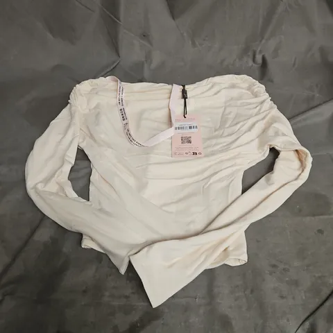OH POLLY RANI MODAL ONE-SHOULDER RUCHED TOP IN IVORY SIZE S