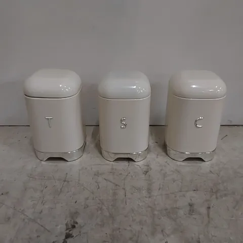 BOXED LOVELLO 3 PIECE COFFEE, TEA & SUGAR CANNISTERS